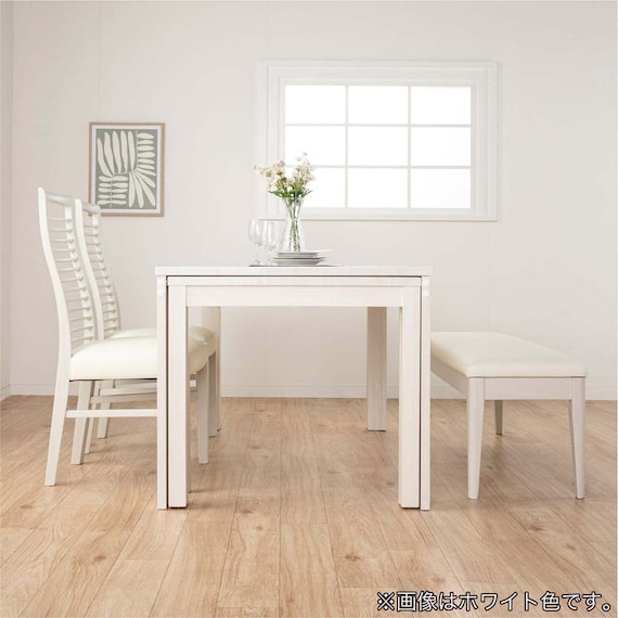 伸長式ダイニングテーブル4点セット(DT フリー2 EX 幅135-215cm WH/DC アビー2 WH/DB リバティ WH)【島忠ホームズ商品】 5枚目画像