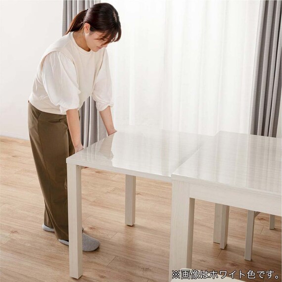 伸長式ダイニングテーブル4点セット(DT フリー2 EX 幅135-215cm WH/DC アビー2 WH/DB リバティ WH)【島忠ホームズ商品】 7枚目画像