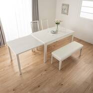 伸長式ダイニングテーブル4点セット(DT フリー2 EX WH/DC アビー2 WH/DB リバティ WH)【島忠ホームズ商品】