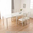 伸長式ダイニングテーブル5点セット(DT フリー2 EX 幅135-215cm WH/DC アビー2 WH)【島忠ホームズ商品】 1枚目画像