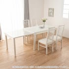伸長式ダイニングテーブル5点セット(DT フリー2 EX 幅135-215cm WH/DC アビー2 WH)【島忠ホームズ商品】 1枚目画像