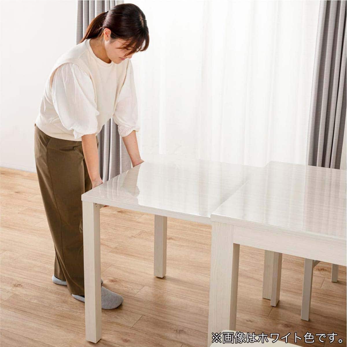 伸長式ダイニングテーブル5点セット(DT フリー2 EX 幅135-215cm WH/DC