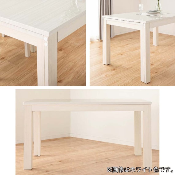 伸長式ダイニングテーブル5点セット(DT フリー2 EX 幅135-215cm WH/DC アビー2 WH)【島忠ホームズ商品】 5枚目画像