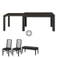 伸長式ダイニングテーブル4点セット(DT フリー2 EX BK/DC アビー2 BK/DB リバティ BK)【島忠ホームズ商品】