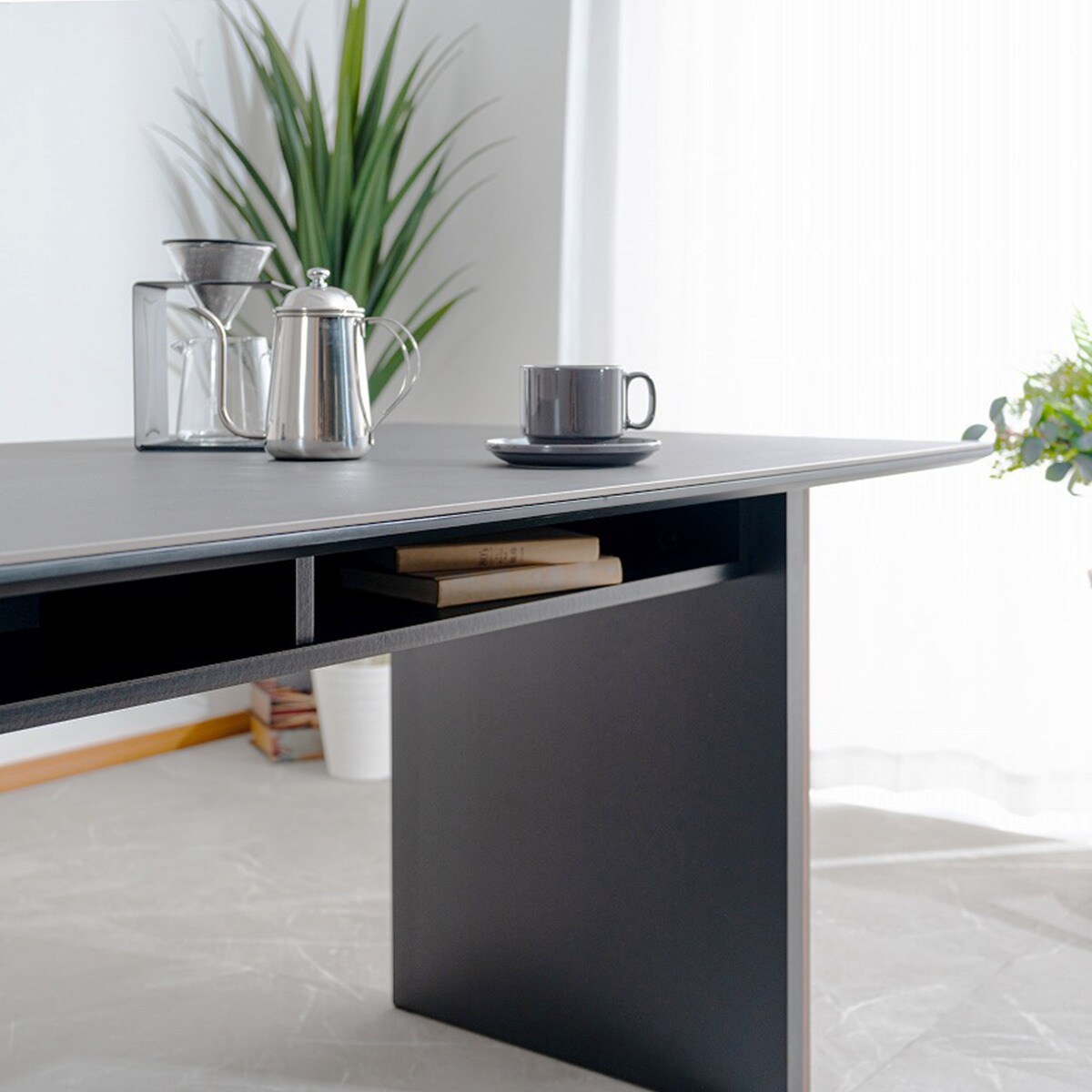 格子脚が美しいセラミックテーブル (DGY/WAL) | ニトリネット【公式