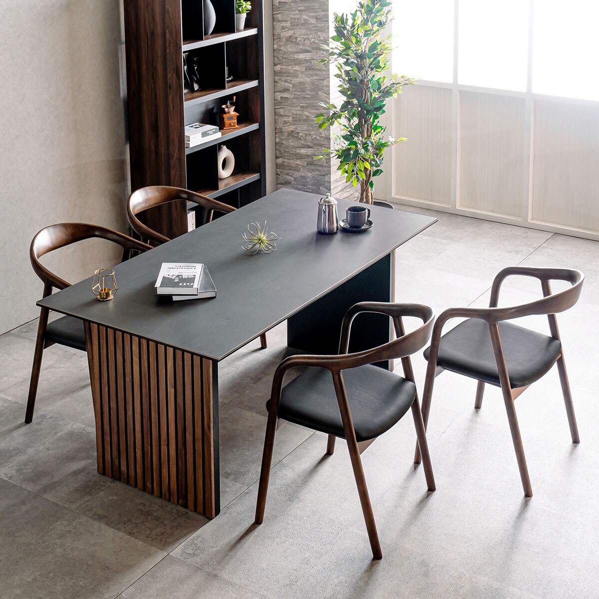 格子脚セラミックダイニング5点セット (DGY/BR) | ニトリネット【公式