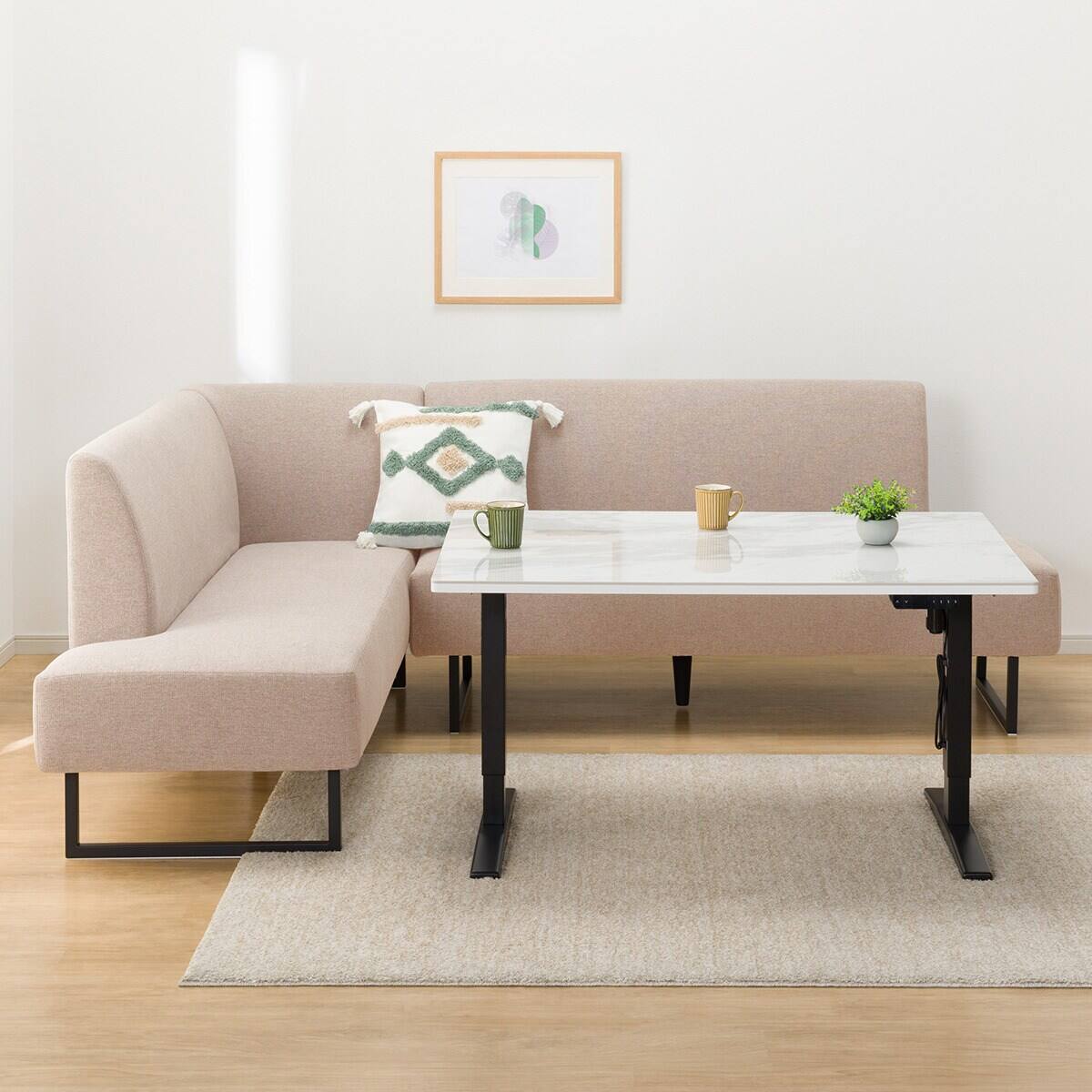 布張りリビングダイニング3点セット(JT341セラミック120WH/LD2右
