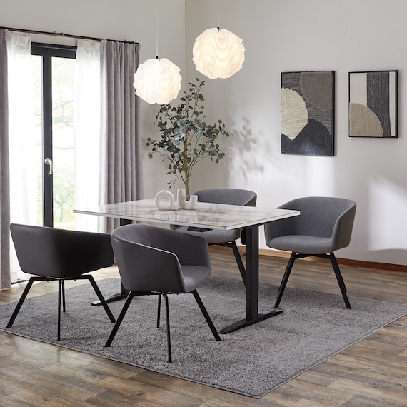 ダイニングテーブル5点セット(電動昇降セラミックDT135/JT341 TD3 回転式 WH/DGY) 1枚目画像