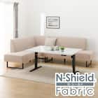 傷・汚れに強いファブリックリビングダイニング3点セット(JT341セラミック135WH/LD2右コーナーソファNSF-BE) 1枚目画像