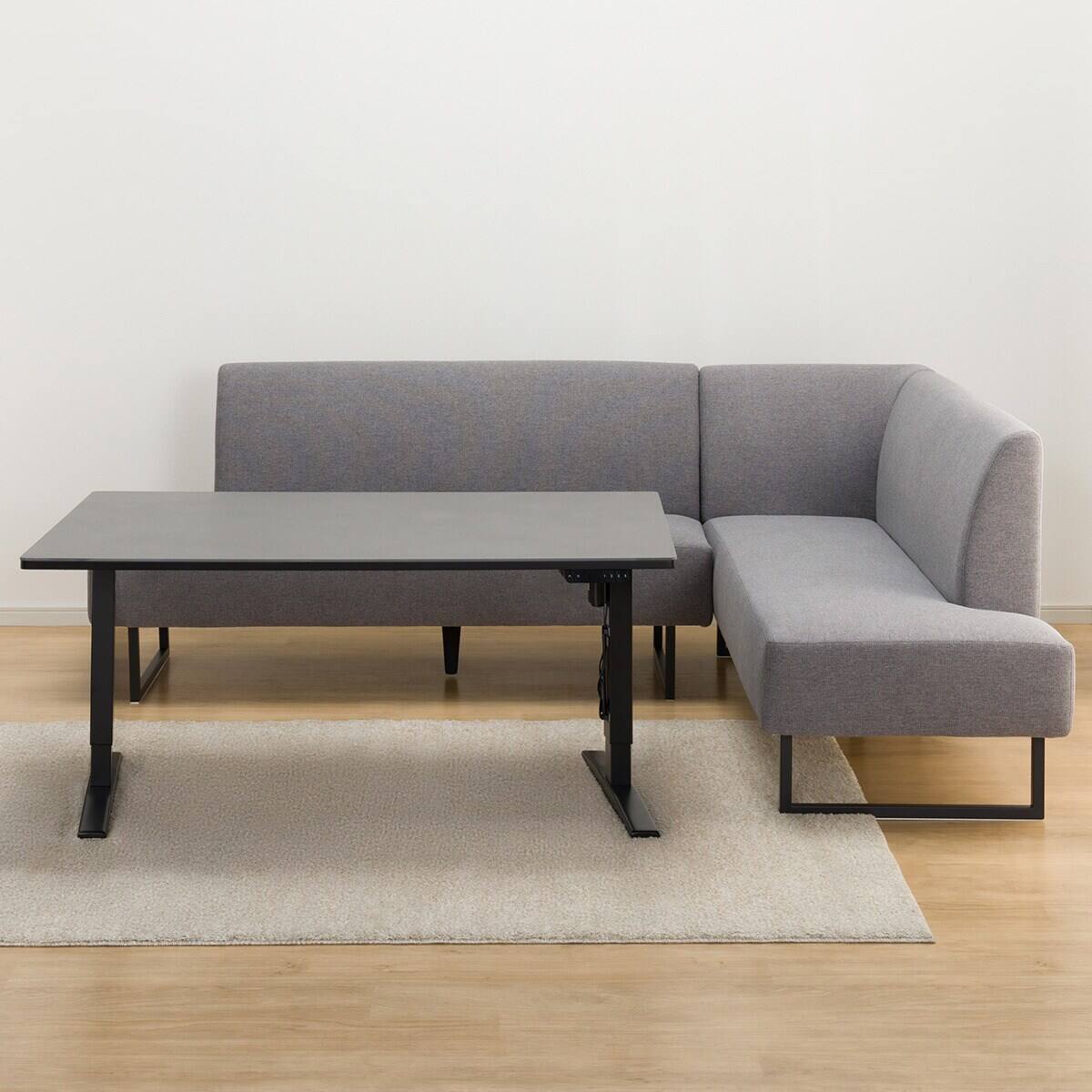 布張りリビングダイニング3点セット(JT341セラミック135GY/LD2左