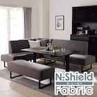 傷・汚れに強いファブリックリビングダイニング4点セット(JT341セラミック 135GY/LD2右コーナーソファ/ベンチNSF-GY) 1枚目画像