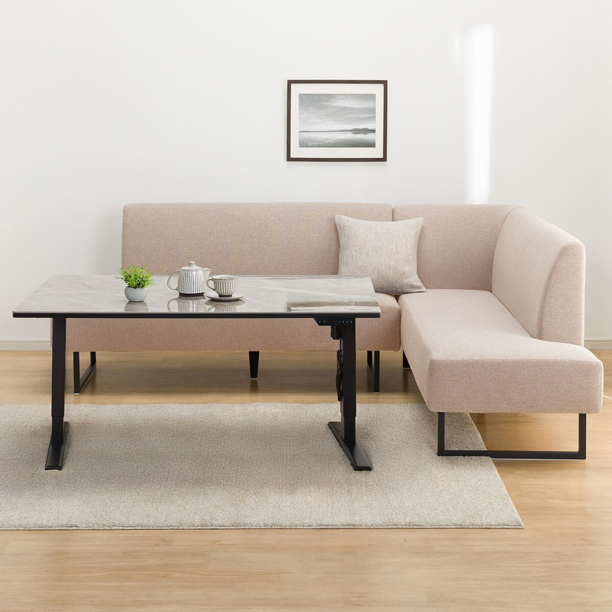 布張りリビングダイニング3点セット(JT341セラミック135BE/LD2左