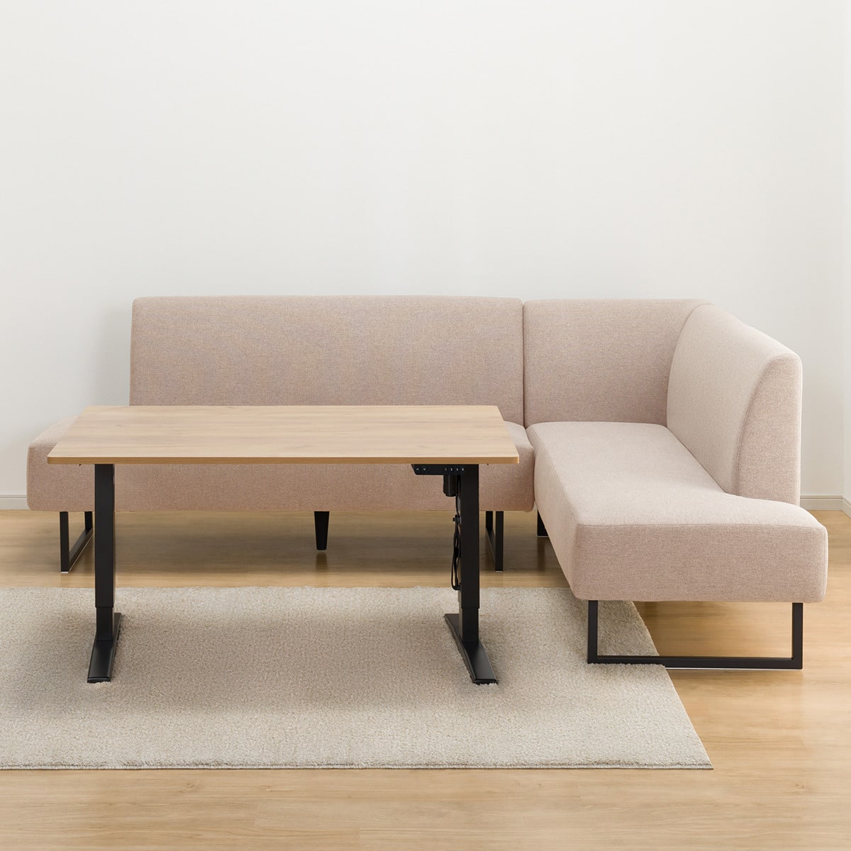 布張りリビングダイニング3点セット(JT341 120LBR/LD2左コーナーソファ