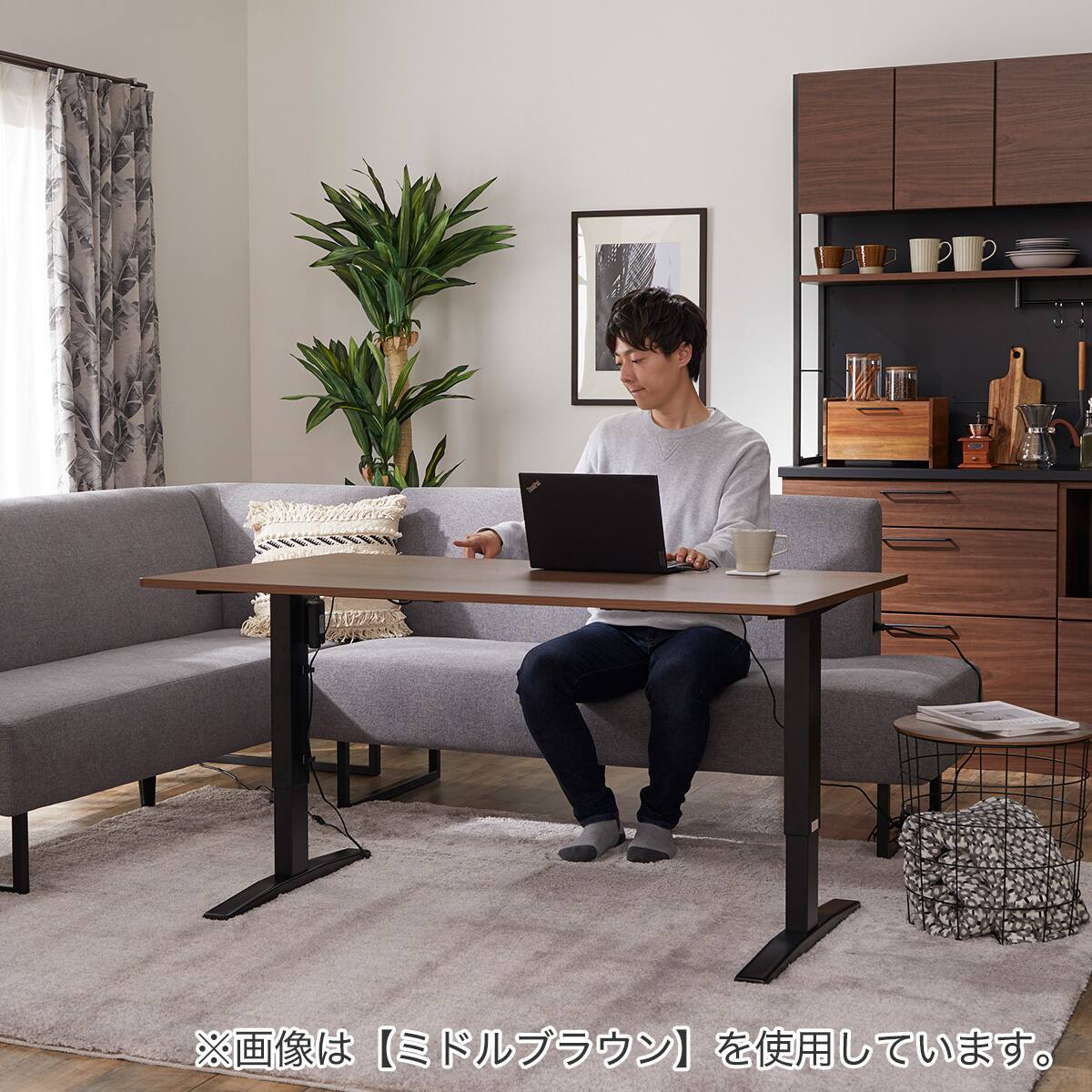 電動昇降リビングダイニング3点セット (JT341 120 LBR/LD2 布張り