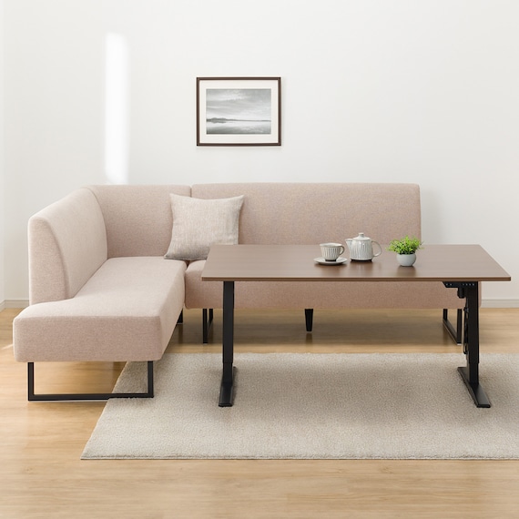 傷・汚れに強いファブリックリビングダイニング3点セット(JT341 135MBR/LD2右コーナーソファNSF-BE) 9枚目画像