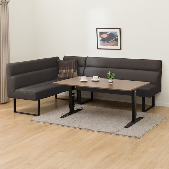 電動昇降ダイニングテーブルソファ3点セット(JT341 135 MBR/DL332 DBR) 1枚目画像