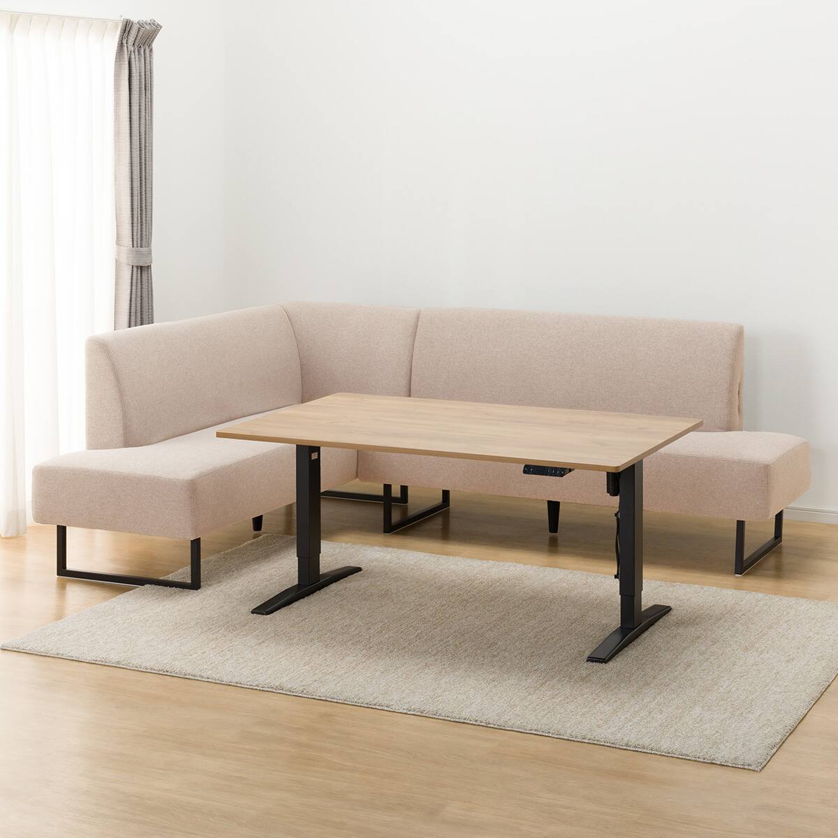 布張りリビングダイニング3点セット(JT341 135LBR/LD2右コーナーソファ