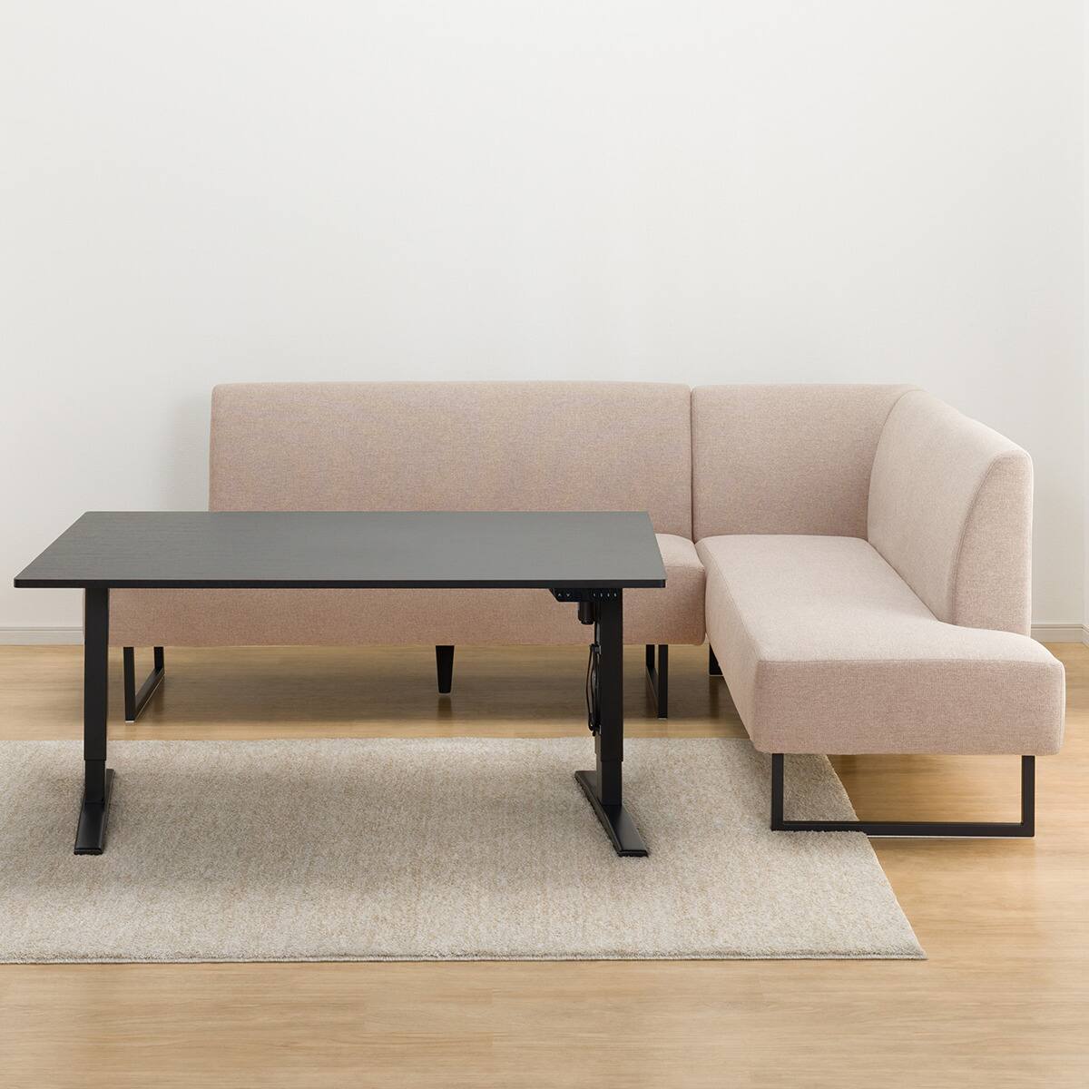 布張りリビングダイニング3点セット(JT341 135BK/LD2左コーナーソファ