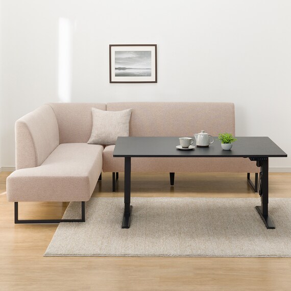 傷・汚れに強いファブリックリビングダイニング3点セット(JT341 135BK/LD2右コーナーソファNSF-BE) 9枚目画像