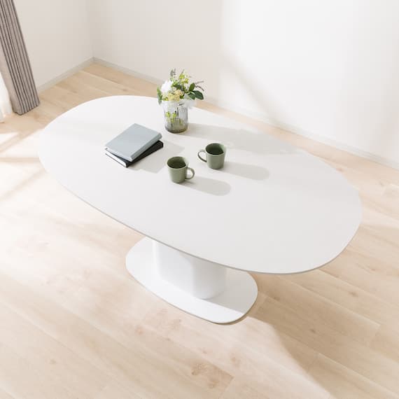 セラミック楕円形ダイニングテーブル(TA111 150 WHWH) 1枚目画像