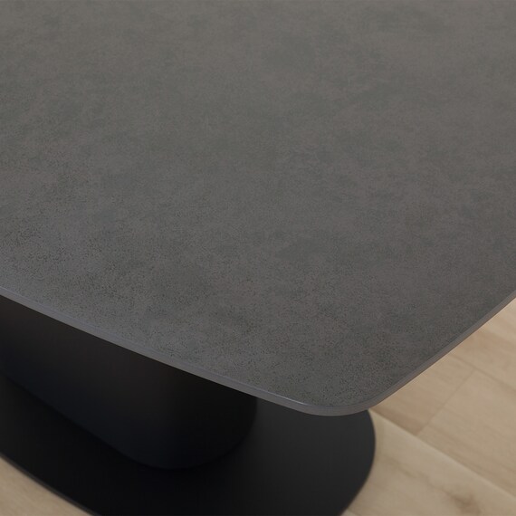 セラミック楕円形伸縮ダイニングテーブル(TA111 120/179 GYBK) 9枚目画像