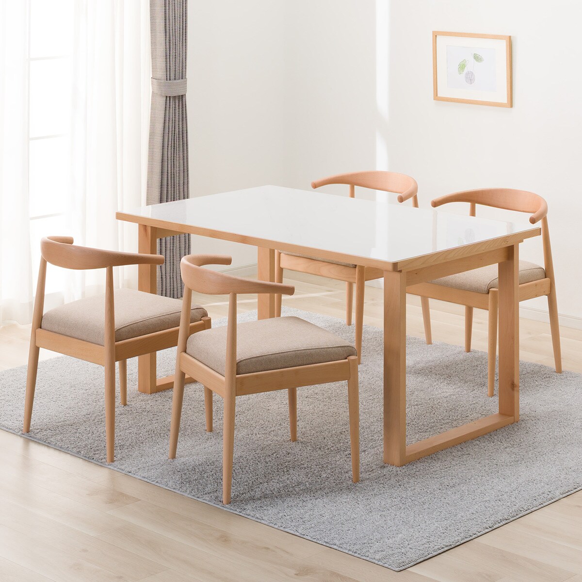 傷・汚れに強いファブリック ダイニングテーブル5点セット(T-11U 135A