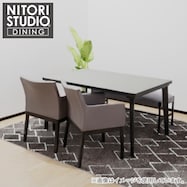 ダイニングテーブル4点セット(Nコレクション T-12 150A/チェアC-50肘付き BK/B-34)