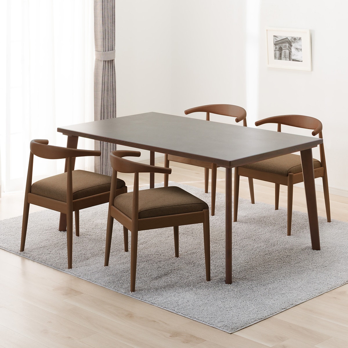 傷・汚れに強いファブリック ダイニングテーブル5点セット(T-12 150A