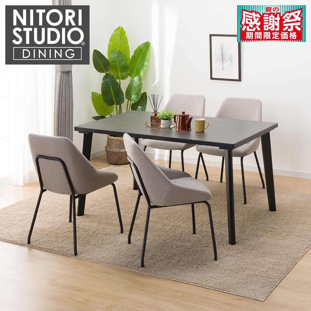 ダイニングテーブル5点セット(Nコレクション T-12 135A BK/GY