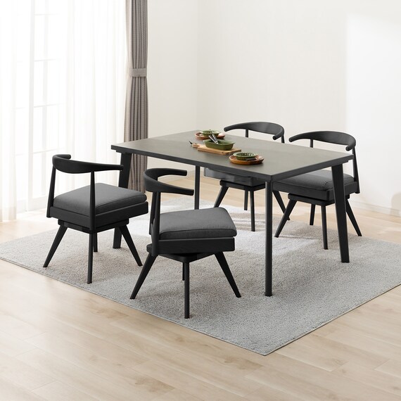 ダイニングテーブル5点セット(Nコレクション T-12 135A BK/GY/チェア C-011S BK/NSF-MGY) 12枚目画像