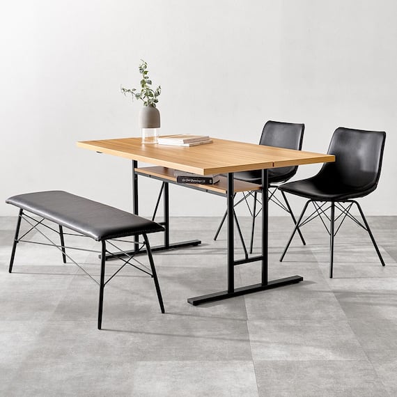 木目調ダイニング4点セット (ナチュラル/ブラック) 1枚目画像