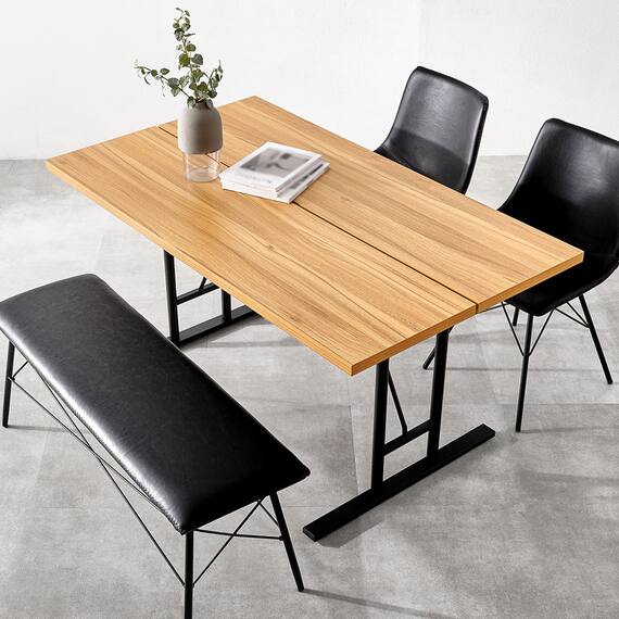 木目調ダイニング4点セット (ナチュラル/ブラック) 2枚目画像