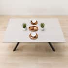 セラミックダイニングテーブル(セーラル150T トラバーチン柄ホワイト/スチール脚) 3枚目画像