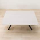 セラミックダイニングテーブル(セーラル150T トラバーチン柄ホワイト/スチール脚) 5枚目画像