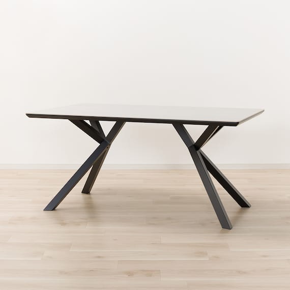 セラミックダイニングテーブル(セーラル150T トラバーチン柄ホワイト/スチール脚) 6枚目画像