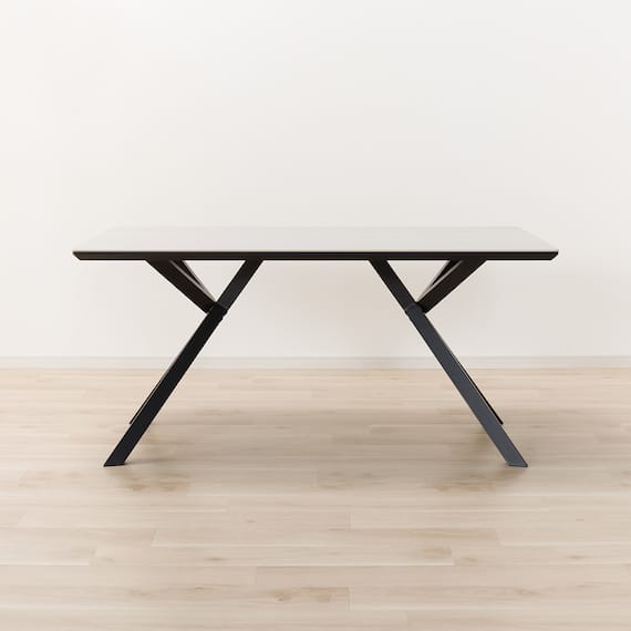 セラミックダイニングテーブル(セーラル150T トラバーチン柄ホワイト/スチール脚) 7枚目画像