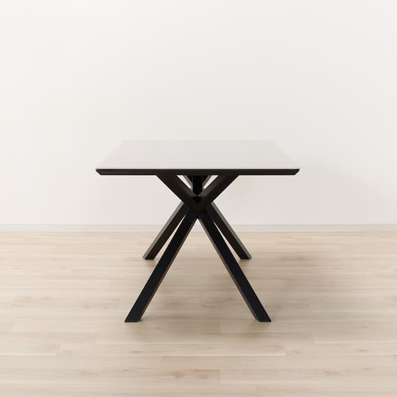 セラミックダイニングテーブル(セーラル150T トラバーチン柄ホワイト/スチール脚) 8枚目画像