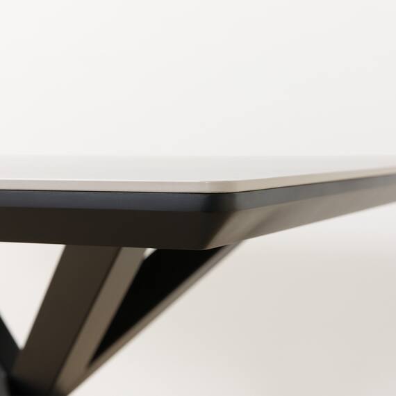 セラミックダイニングテーブル（セーラル150T トラバーチン柄ホワイト/スチール脚) 10枚目画像