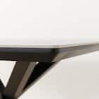 セラミックダイニングテーブル(セーラル150T トラバーチン柄ホワイト/スチール脚) 10枚目画像
