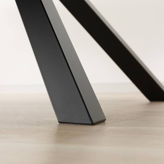 セラミックダイニングテーブル（セーラル150T トラバーチン柄ホワイト/スチール脚) 11枚目画像