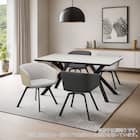 セラミックダイニングテーブル(セーラル150T トラバーチン柄ホワイト/スチール脚) 12枚目画像