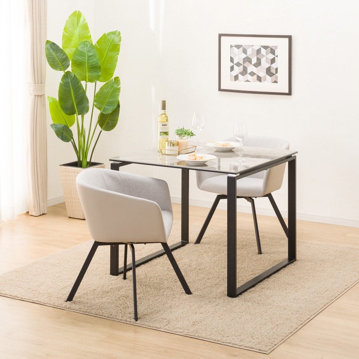 ダイニングテーブル3点セット(DTセーラル90 BE/MO TD301