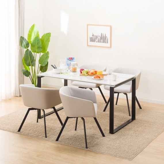 ダイニングテーブル5点セット(DTセーラル135 WH/MO TD301) 1枚目画像