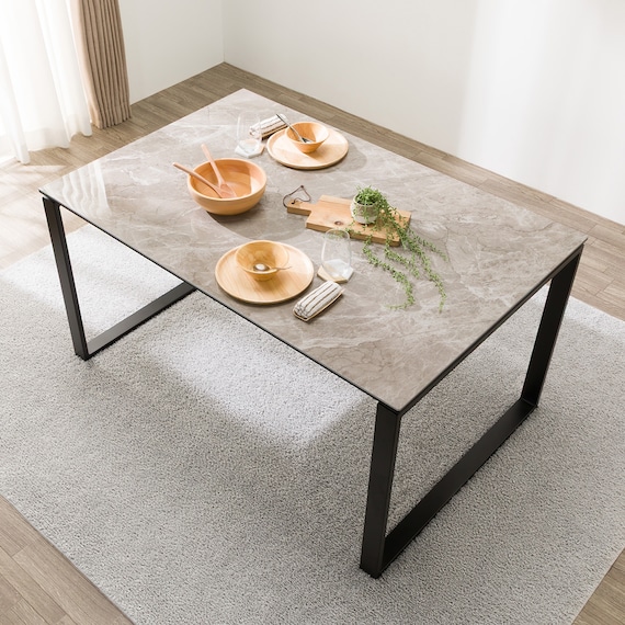 セラミックダイニングテーブル(セーラル135/90 BE/BK) 1枚目画像