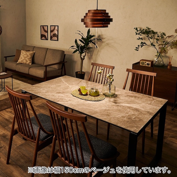 セラミックダイニングテーブル(セーラル135/90 BE/BK) 21枚目画像