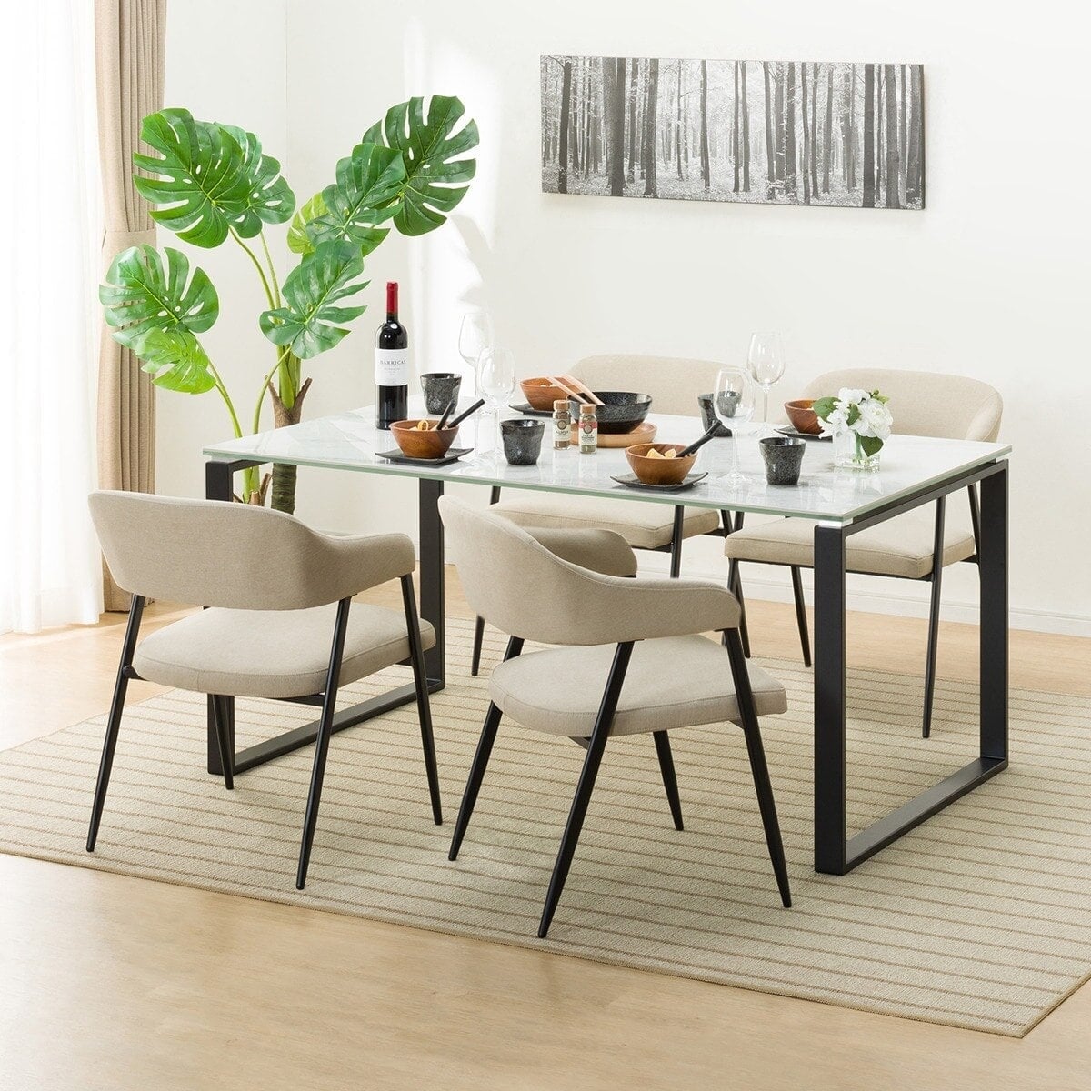 ダイニングテーブル5点セット(DTセーラル150 WH/イジー2 BE) | ニトリ