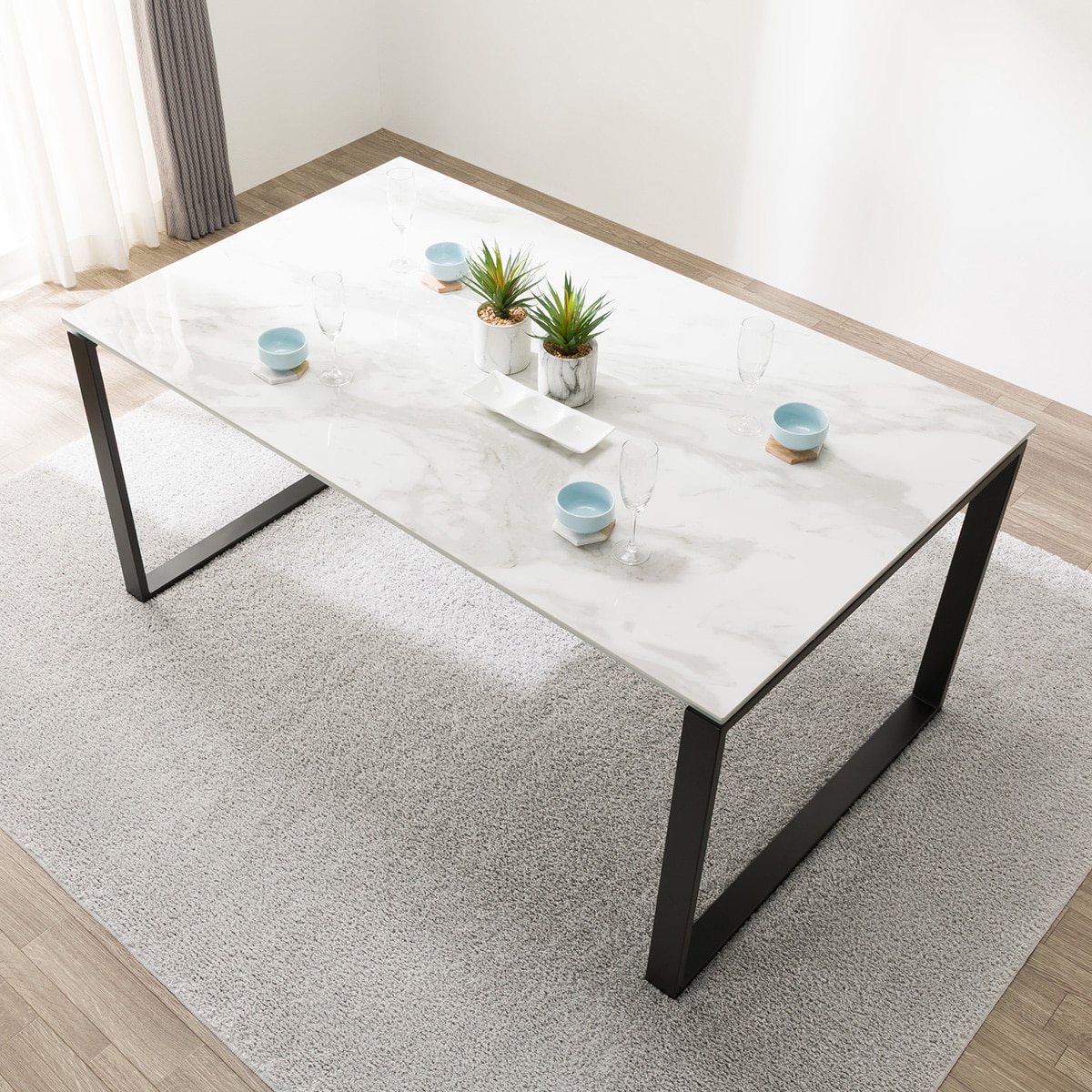 セラミックダイニングテーブル(セーラル150/90 WH/BK) | ニトリネット