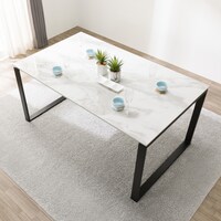 セラミックダイニングテーブル(セーラル150/90 WH/BK)