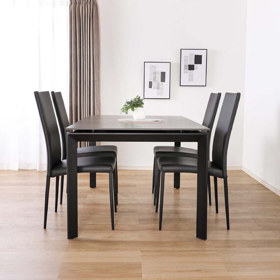 伸長式ダイニングテーブル5点セット(DTアーバンEX 幅150/190cm BK/DC アーバン DGY)【島忠ホームズ商品】 16枚目画像