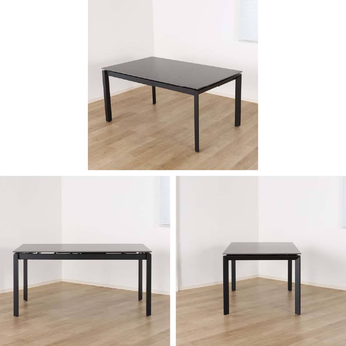 伸長式ダイニングテーブル5点セット(DTアーバンEX 幅150/190cm BK/DC